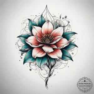 Tattoo design a flower blooming through a see... - эскиз тату (№1753826795_0, 29.07.2025 22:06) — tattoo-photo.ru