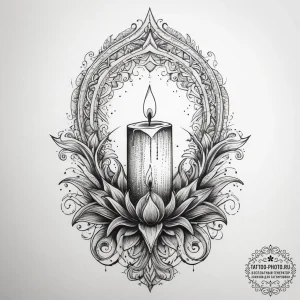 Tattoo sketch a single, flickering candle fla... - эскиз тату (№1753826993_0, 29.07.2025 22:09) — tattoo-photo.ru