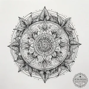 Tattoo design: a circular or mandalic arrange... - эскиз тату (№1753829896_0, 29.07.2025 22:58) — tattoo-photo.ru