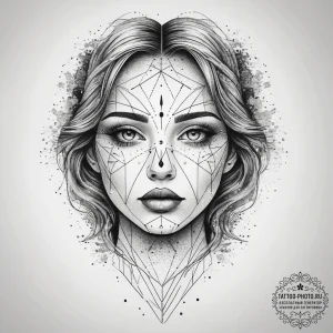 Glitch art portrait, tattoo drawing outline,... - эскиз тату (№1753832222_0, 29.07.2025 23:37) — tattoo-photo.ru