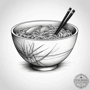 Tattoo design 'ramen bowl' on one, 'chopstick... - эскиз тату (№1753833761_0, 30.07.2025 00:02) — tattoo-photo.ru