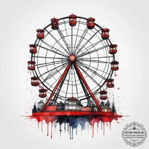 A nighttime shot of a carnival, with the ferr... - эскиз тату (№1753866741_0, 30.07.2025 09:12) — tattoo-photo.ru