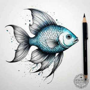 Tattoo design realistic pisces fish, scales s... - эскиз тату (№1753867895_0, 30.07.2025 09:31) — tattoo-photo.ru