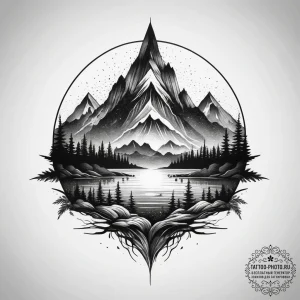 Tattoo design a glitching landscape that melt... - эскиз тату (№1753868091_0, 30.07.2025 09:34) — tattoo-photo.ru