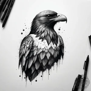 Tattoo design a stylized raven or eagle watch... - эскиз тату (№1753868282_0, 30.07.2025 09:38) — tattoo-photo.ru
