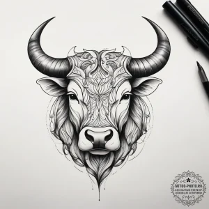 Tattoo design a powerful taurus bull, with vi... - эскиз тату (№1753869256_0, 30.07.2025 09:54) — tattoo-photo.ru