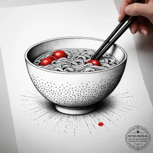 Tattoo design 'ramen bowl' on one, 'chopstick... - эскиз тату (№1753869453_0, 30.07.2025 09:57) — tattoo-photo.ru