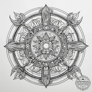 Tattoo design a zodiac glyph disguised as par... - эскиз тату (№1753869844_0, 30.07.2025 10:04) — tattoo-photo.ru