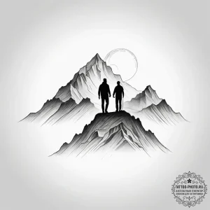Tattoo sketch a silhouette of two people on a... - эскиз тату (№1753870437_0, 30.07.2025 10:13) — tattoo-photo.ru