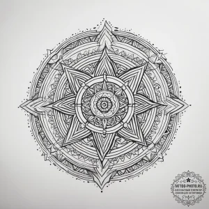 Tattoo design: a geometric mandala incorporat... - эскиз тату (№1753870629_0, 30.07.2025 10:17) — tattoo-photo.ru