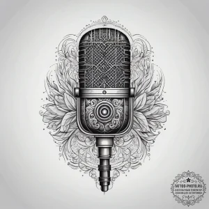 Tattoo sketch a microphone on one, a speaker... - эскиз тату (№1753871598_0, 30.07.2025 10:33) — tattoo-photo.ru