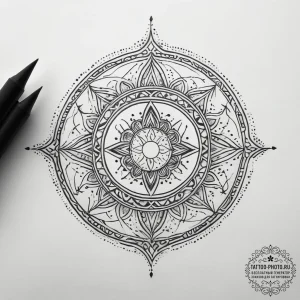 Tattoo sketch a glowing arcane circle with co... - эскиз тату (№1753872781_0, 30.07.2025 10:53) — tattoo-photo.ru