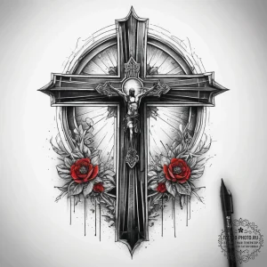 The inside of an old, abandoned church, with... - эскиз тату (№1753872975_0, 30.07.2025 10:56) — tattoo-photo.ru