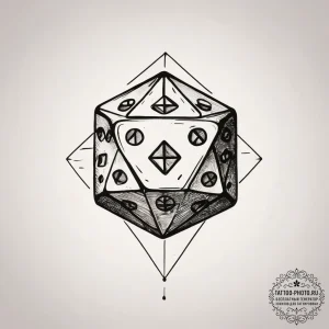 Tattoo sketch a minimalist d20 dice linework.... - эскиз тату (№1753873571_0, 30.07.2025 11:06) — tattoo-photo.ru