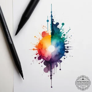 Tattoo design an abstract landscape with a se... - эскиз тату (№1753874949_0, 30.07.2025 11:29) — tattoo-photo.ru
