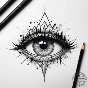 Eye mountain, tattoo sketch design, new schoo... - эскиз тату (№1753877831_0, 30.07.2025 12:17) — tattoo-photo.ru