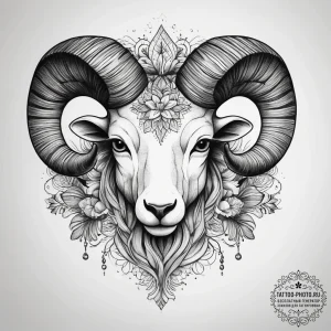 Tattoo sketch a bold aries ram's head with ne... - эскиз тату (№1753884309_0, 30.07.2025 14:05) — tattoo-photo.ru