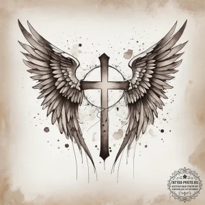 Tattoo sketch a pair of wings representing gu... - эскиз тату (№1753887057_0, 30.07.2025 14:50) — tattoo-photo.ru