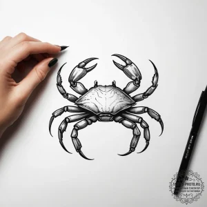 Tattoo design a cancer crab, drawn with loose... - эскиз тату (№1753887250_0, 30.07.2025 14:54) — tattoo-photo.ru