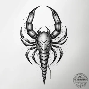 Tattoo design scorpio's glyph with a tiny, sh... - эскиз тату (№1753888024_0, 30.07.2025 15:07) — tattoo-photo.ru