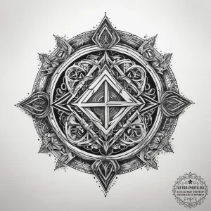 140. tattoo sketch: "ud" rune surrounded by s... - эскиз тату (№1753890769_0, 30.07.2025 15:52) — tattoo-photo.ru