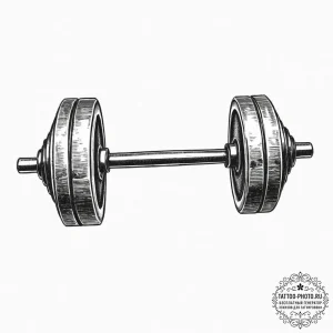 Tattoo design a stylized barbell with weights... - эскиз тату (№1753898369_0, 30.07.2025 17:59) — tattoo-photo.ru