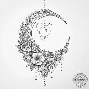 Tattoo sketch: an elegant lunitsa (crescent m... - эскиз тату (№1753900376_0, 30.07.2025 18:32) — tattoo-photo.ru