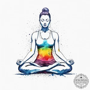 Tattoo design a stylized human figure meditat... - эскиз тату (№1753900574_0, 30.07.2025 18:36) — tattoo-photo.ru