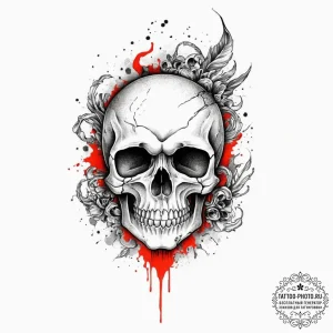 Tattoo sketch a "game over" skull in pixel ar... - эскиз тату (№1753900962_0, 30.07.2025 18:42) — tattoo-photo.ru