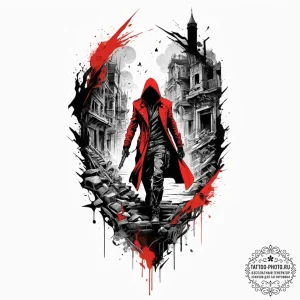 Tattoo sketch a shadowy figure of a rogue or... - эскиз тату (№1753901757_0, 30.07.2025 18:55) — tattoo-photo.ru