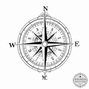 Tattoo design a compass pointing "home" with... - эскиз тату (№1753901956_0, 30.07.2025 18:59) — tattoo-photo.ru