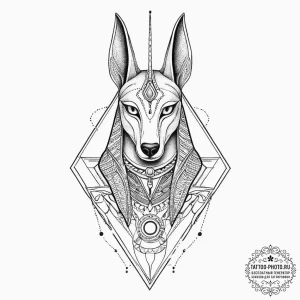 Art deco anubis, tattoo flash sheet design, s... - эскиз тату (№1753903340_0, 30.07.2025 19:22) — tattoo-photo.ru