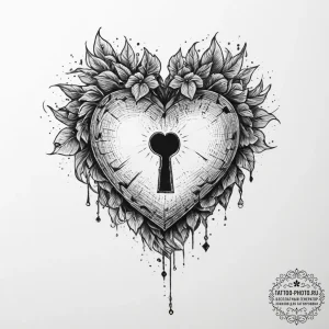 Tattoo sketch a heart with a keyhole, and a s... - эскиз тату (№1753903535_0, 30.07.2025 19:25) — tattoo-photo.ru