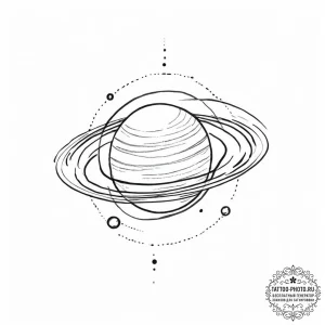 Jupiter (planet), tattoo drawing outline, cle... - эскиз тату (№1753903935_0, 30.07.2025 19:32) — tattoo-photo.ru