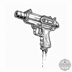 Tattoo sketch a futuristic ray gun with a sle... - эскиз тату (№1753904328_0, 30.07.2025 19:38) — tattoo-photo.ru