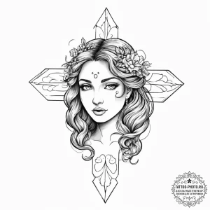 Aphrodite, concept art for tattoo, clean line... - эскиз тату (№1753906908_0, 30.07.2025 20:21) — tattoo-photo.ru
