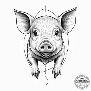 Pig, tattoo drawing outline, linework tattoo... - эскиз тату (№1753907303_0, 30.07.2025 20:28) — tattoo-photo.ru
