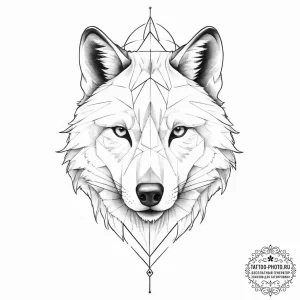 A geometric wolf head - эскиз тату (№1753907687_0, 30.07.2025 20:34) — tattoo-photo.ru