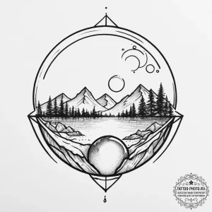 Tattoo sketch a crystal ball with a tiny, per... - эскиз тату (№1753908083_0, 30.07.2025 20:41) — tattoo-photo.ru