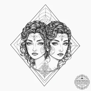Tattoo sketch gemini twin figures created fro... - эскиз тату (№1753908686_0, 30.07.2025 20:51) — tattoo-photo.ru