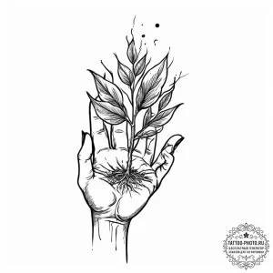 Tattoo sketch a small sprout emerging from cr... - эскиз тату (№1753910470_0, 30.07.2025 21:21) — tattoo-photo.ru