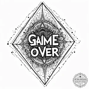 Tattoo design a glowing 'game over' screen me... - эскиз тату (№1753911060_0, 30.07.2025 21:31) — tattoo-photo.ru