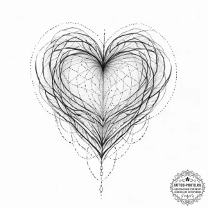 Tattoo sketch a delicate geometric heart, com... - эскиз тату (№1753911662_0, 30.07.2025 21:41) — tattoo-photo.ru