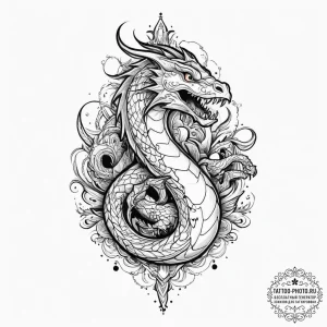 Basilisk, tattoo flash sheet design, black ou... - эскиз тату (№1753911855_0, 30.07.2025 21:44) — tattoo-photo.ru