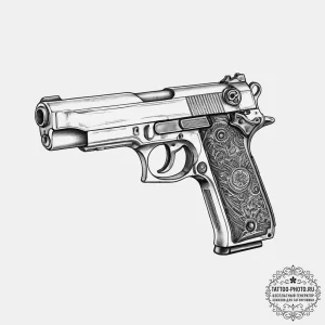 Deckard's pistol from blade runner, artistic... - эскиз тату (№1753913054_0, 30.07.2025 22:04) — tattoo-photo.ru
