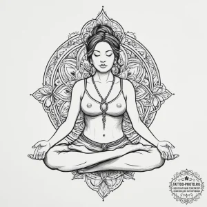 Tattoo design a stylized human figure meditat... - эскиз тату (№1753913443_0, 30.07.2025 22:10) — tattoo-photo.ru