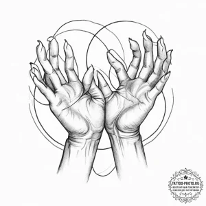 Tattoo sketch a minimalist outline of two han... - эскиз тату (№1753914222_0, 30.07.2025 22:23) — tattoo-photo.ru