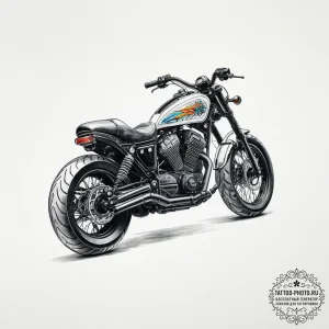 Motorcycle, artistic tattoo sketch, blackwork... - эскиз тату (№1753916210_0, 30.07.2025 22:56) — tattoo-photo.ru