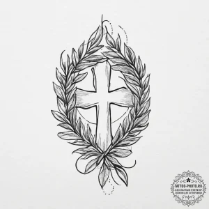 Tattoo design an olive branch, subtly intertw... - эскиз тату (№1753916406_0, 30.07.2025 23:00) — tattoo-photo.ru