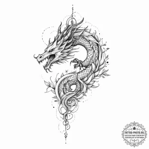 Tattoo sketch a stylized dragon scale pattern... - эскиз тату (№1753917201_0, 30.07.2025 23:13) — tattoo-photo.ru